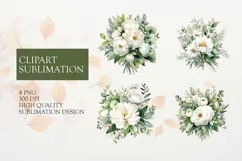 Green watercolor leaves and floral clipart Product Image 1