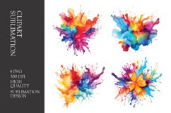 Watercolor splashes clipart sublimation png Product Image 1