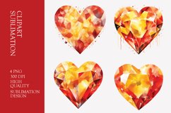 Red Crystal Watercolor Heart Clipart Product Image 1