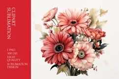 Watercolor Floral Bouquet Clipart Sublimation Product Image 1