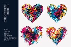 Tie dye leopard watercolor heart clipart Product Image 1