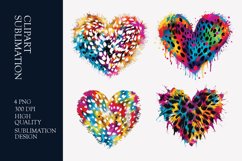Tie dye leopard watercolor heart clipart Product Image 1