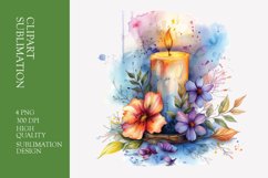 Floral candle watercolor clipart sublimation Product Image 1