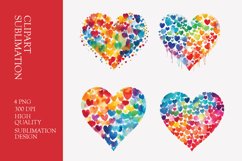 Watercolor Heart Clipart Sublimation Product Image 1