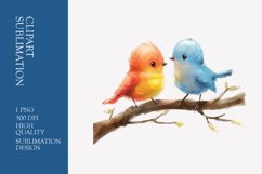 Cute baby birds watercolor clipart sublimation Product Image 1