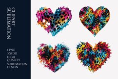 Tie dye leopard watercolor heart clipart Product Image 1