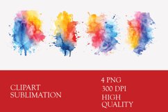 Watercolor colorful splash clipart sublimation png Product Image 1