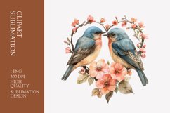 Two birds in love with flower frame watercolor clipart Product Image 1