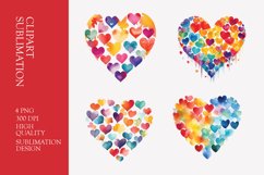 Watercolor Heart Clipart Sublimation Product Image 1
