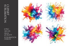 Watercolor splashes clipart sublimation png Product Image 1