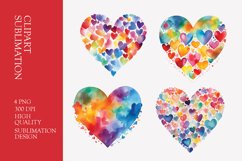 Watercolor Heart Clipart Sublimation Product Image 1