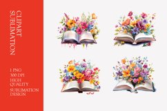 Floral books watercolor clipart sublimation Product Image 1