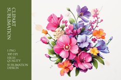 Spring flower watercolor clipart sublimation Product Image 1