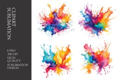 Watercolor splashes clipart sublimation png Product Image 1