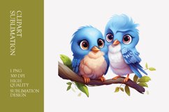 Two Cute Bird Watercolor Clipart Sublimation Product Image 1
