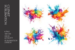 Watercolor splashes clipart sublimation png Product Image 1