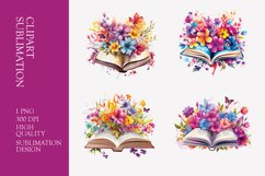 Floral books watercolor clipart sublimation Product Image 1