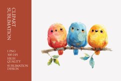 Cute baby birds watercolor clipart sublimation Product Image 1