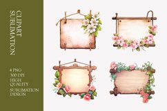 Wooden hanging signboard watercolor clipart Product Image 1