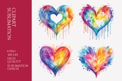 Watercolor heart clipart sublimation png Product Image 1