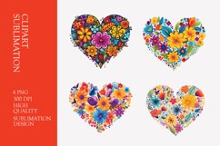 Floral Heart Watercolor Clipart Sublimation Product Image 1