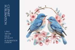 Two birds in love with flower frame watercolor clipart Product Image 1