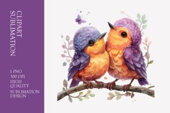 Two Cute Bird Watercolor Clipart Sublimation Product Image 1