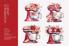 Red Watercolor Kitchen Mixer Clipart Product Image 1