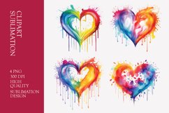 Watercolor heart clipart sublimation png Product Image 1