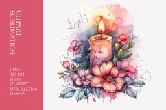Floral candle watercolor clipart sublimation Product Image 1