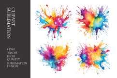 Watercolor splashes clipart sublimation png Product Image 1