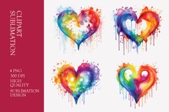 Watercolor heart clipart sublimation png Product Image 1