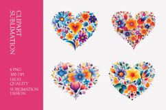 Floral Heart Watercolor Clipart Sublimation Product Image 1