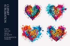 Tie dye leopard watercolor heart clipart Product Image 1