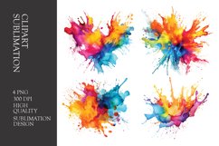 Watercolor splashes clipart sublimation png Product Image 1