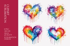 Watercolor heart clipart sublimation png Product Image 1