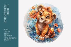 Cute lion with flowery clipart sublimation Product Image 1