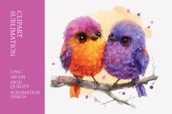 Two Cute Bird Watercolor Clipart Sublimation Product Image 1