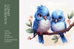 Two Cute Bird Watercolor Clipart Sublimation Product Image 1
