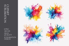 Watercolor splashes clipart sublimation png Product Image 1