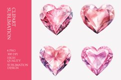 Pink Crystal Watercolor Heart Clipart Product Image 1