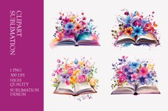 Floral books watercolor clipart sublimation Product Image 1