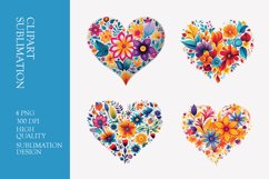 Floral Heart Watercolor Clipart Sublimation Product Image 1