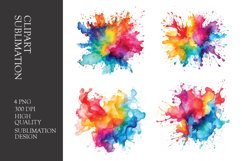 Watercolor splashes clipart sublimation png Product Image 1