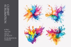 Watercolor splashes clipart sublimation png Product Image 1