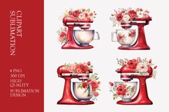 Red Watercolor Kitchen Mixer Clipart Product Image 1