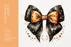 Black bow watercolor clipart sublimation Product Image 1