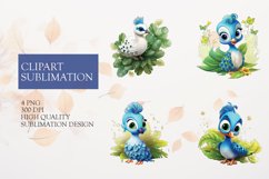 Cute baby 3d peacock cartoon clipart design Product Image 1