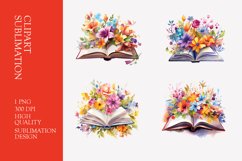 Floral books watercolor clipart sublimation Product Image 1