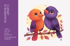 Two Cute Bird Watercolor Clipart Sublimation Product Image 1